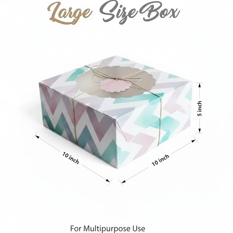mudrit Cake Boxes with Window 10 Pcs Bakery Boxes for Cakes, Donuts, Brownies, Pie, Pastries and Christmas Cookies: Size 10x10x5 Inches - Image 2